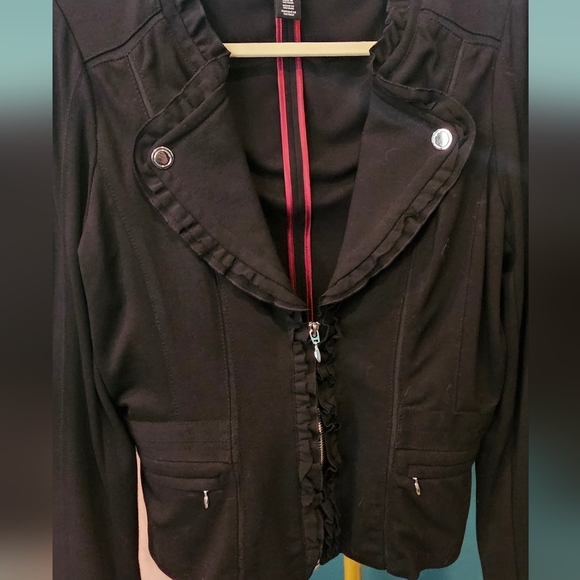 White House Black Market Black Ruffle Blazer - Picture 4 of 4